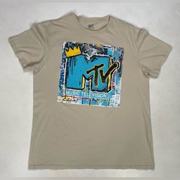 MTV Other - MTV Graphic T-shirt Men Large Beige Short Sleeve Music